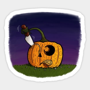 A Pumpkin Carving Itself Sticker